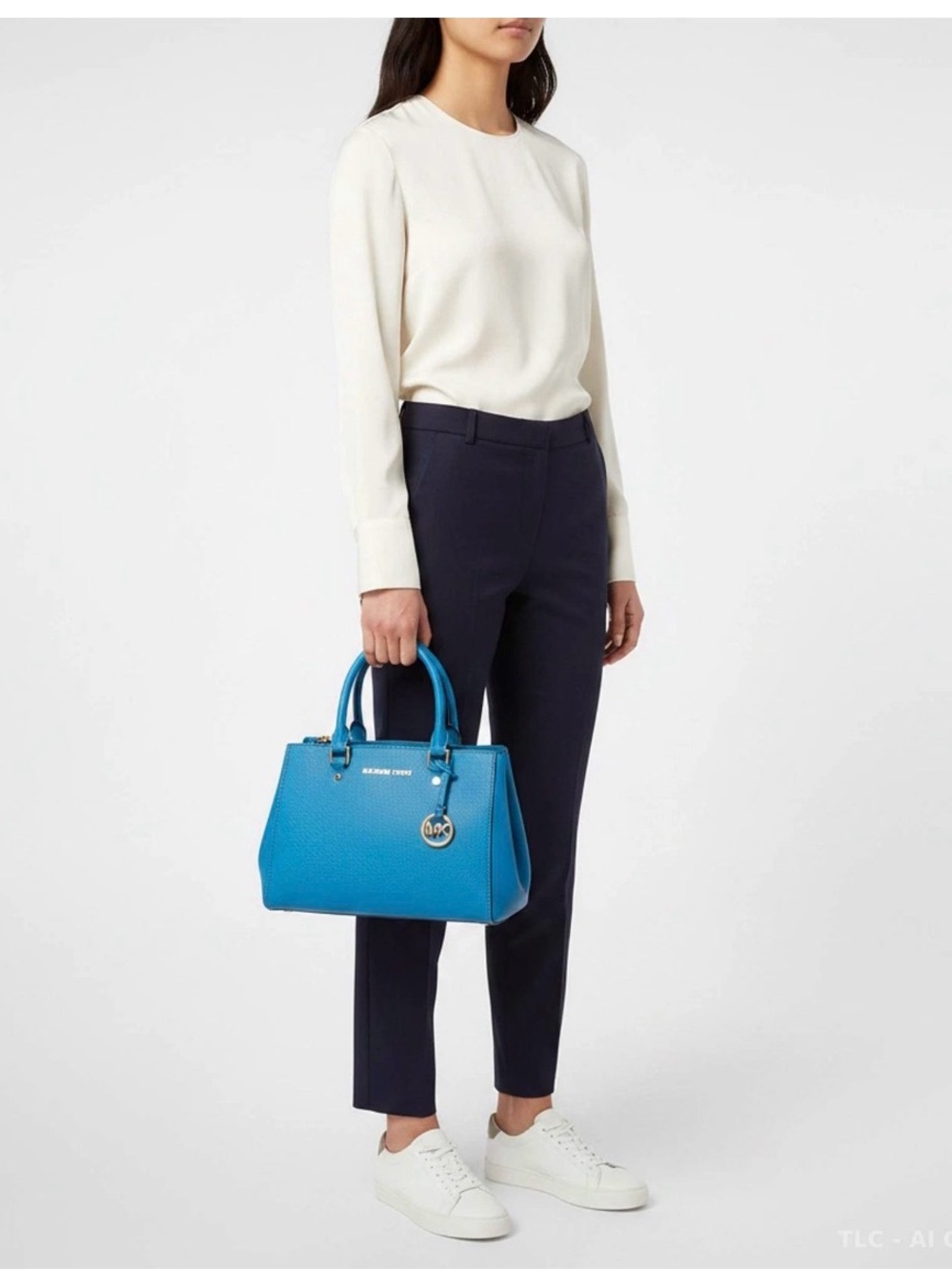 Michael Kors Sutton Medium Satchel Deep Teal Leather Crossbody Classic City Chic - Picture 3 of 16